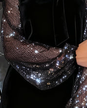 Elegant Balloon Sleeve Patchwork Dress